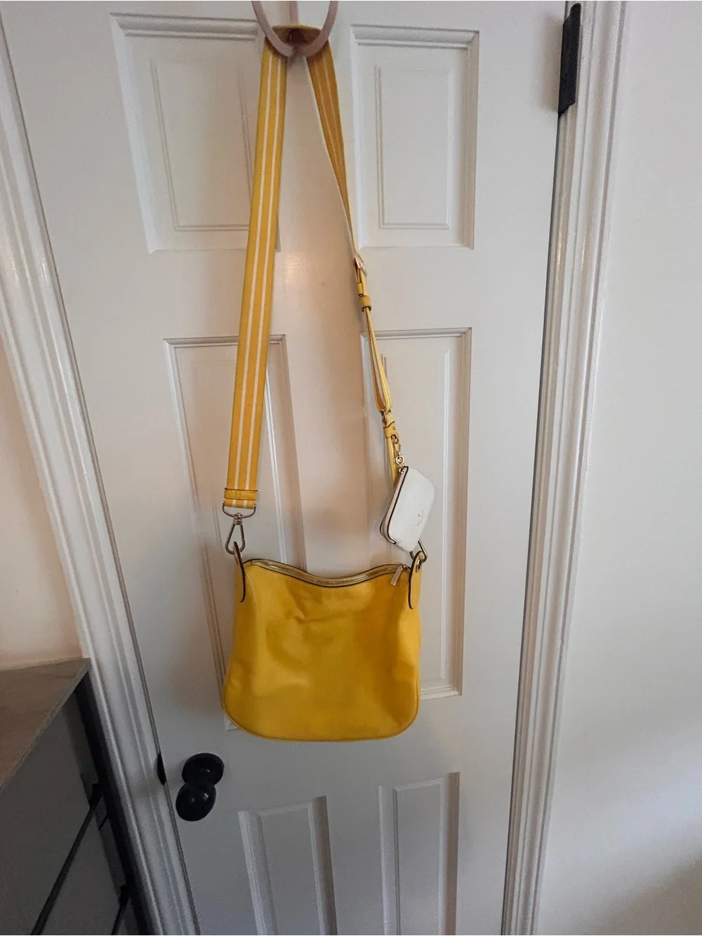 kate spade Yellow Leather Crossbody Bag with Gold Hardware